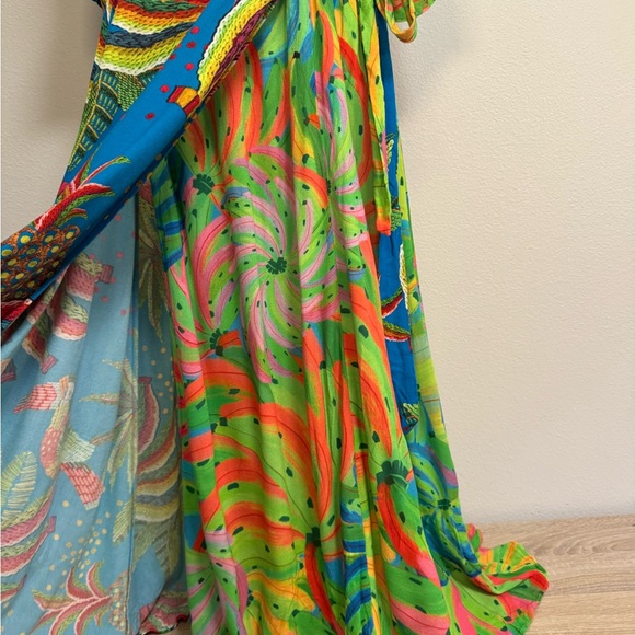 Farm Rio Tahiti Wrap Maxi Dress Women’s Sz M multicolor tropical rainforest - Picture 10 of 16